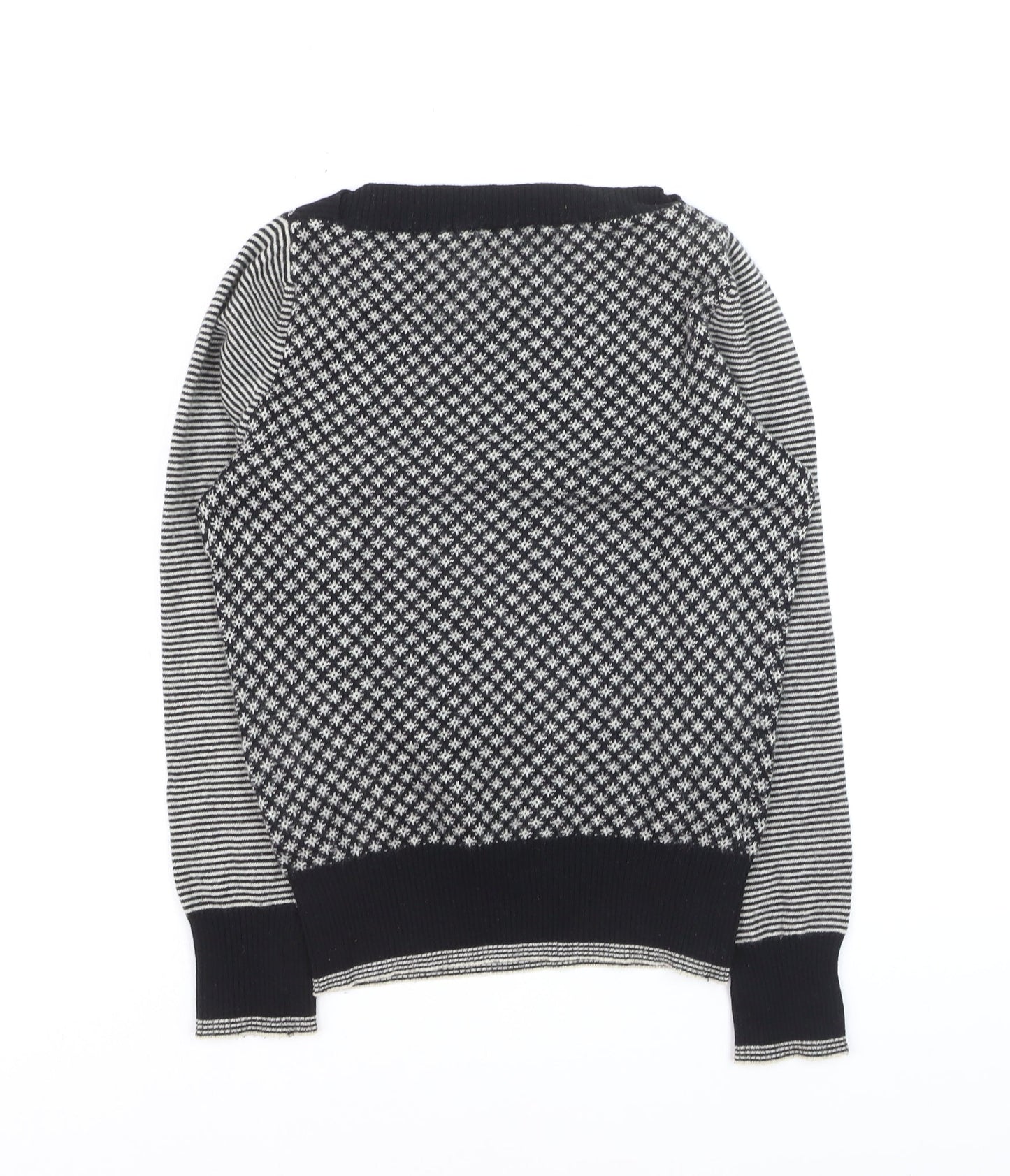 United Colors of Benetton Women's Black Wool Fair Isle Jumper S