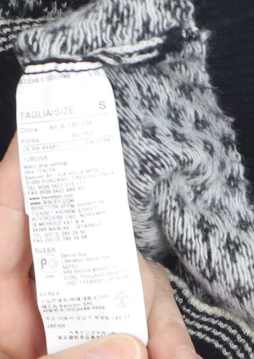 United Colors of Benetton Women's Black Wool Fair Isle Jumper S
