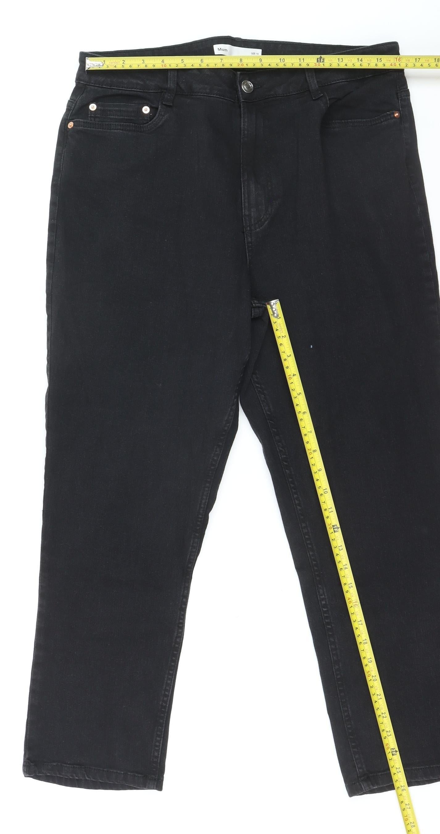 Dunnes Stores Women’s Black Mom Jeans Size 16 High Rise Stretch Denim