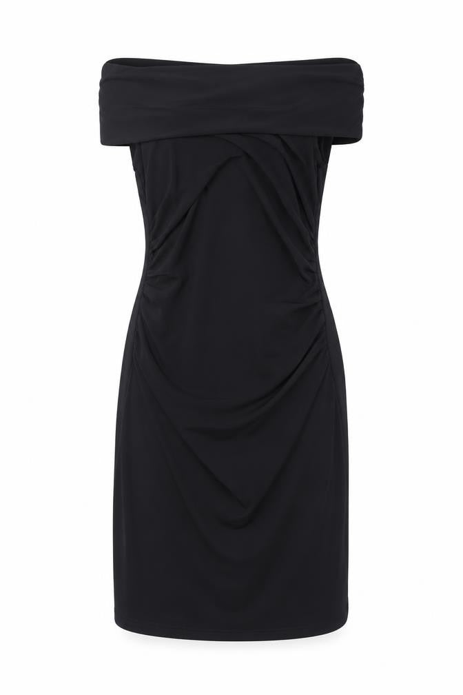 Pull&Bear Women’s Black Off Shoulder Bodycon Ruched Dress XS