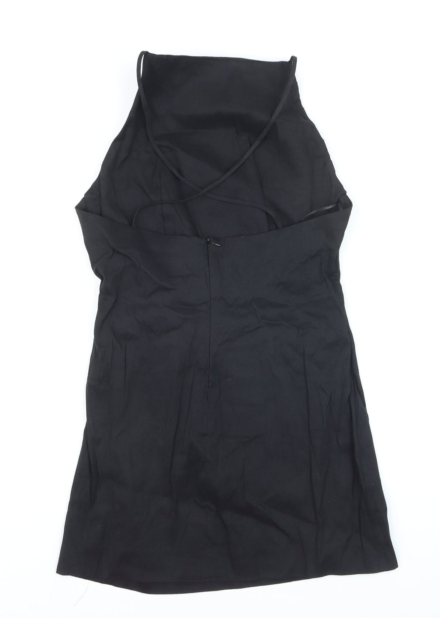 Zara Women Black Halter Bodycon Short Dress Size 12