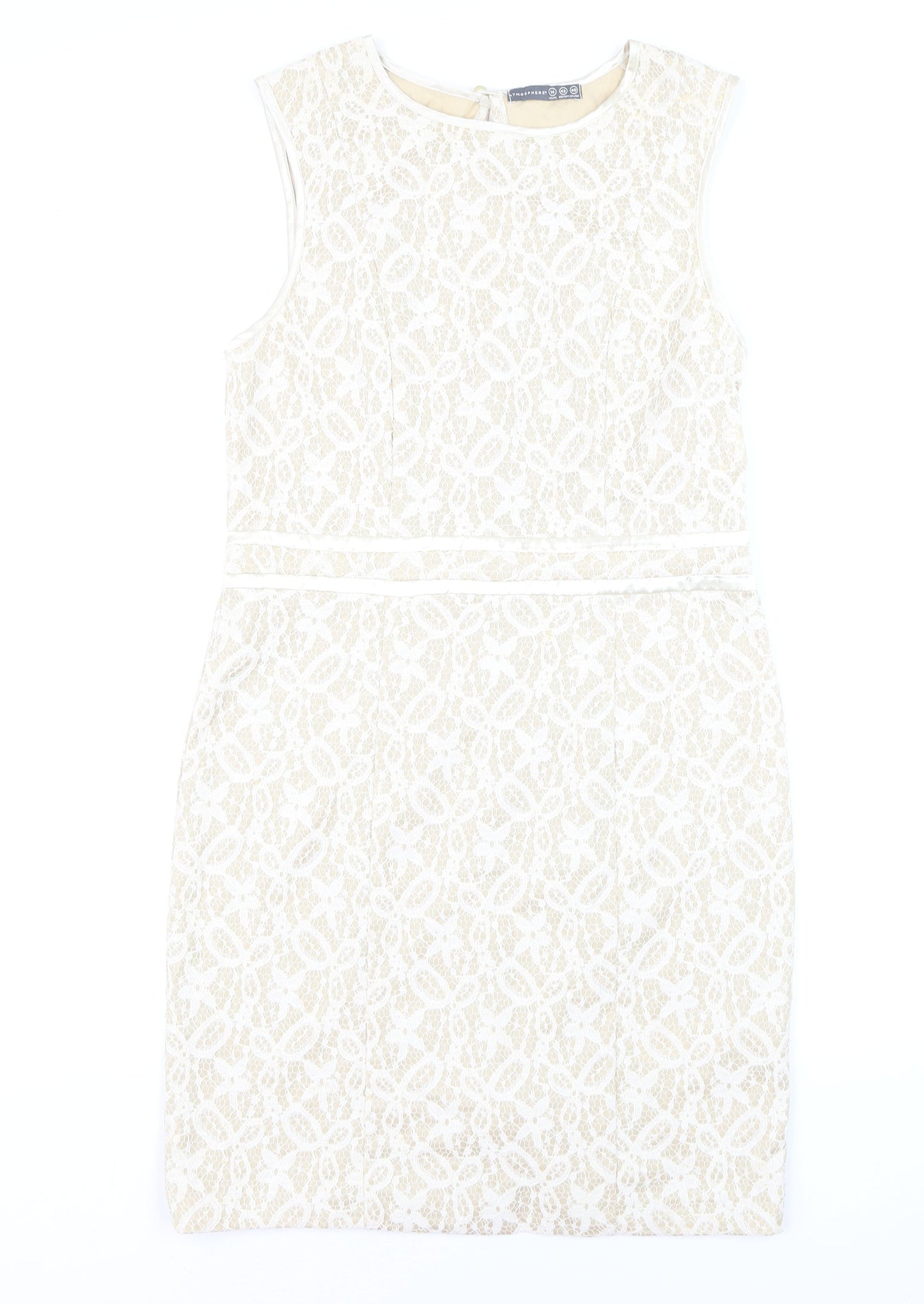 Atmosphere Women Beige Lace Sheath Dress Size 14