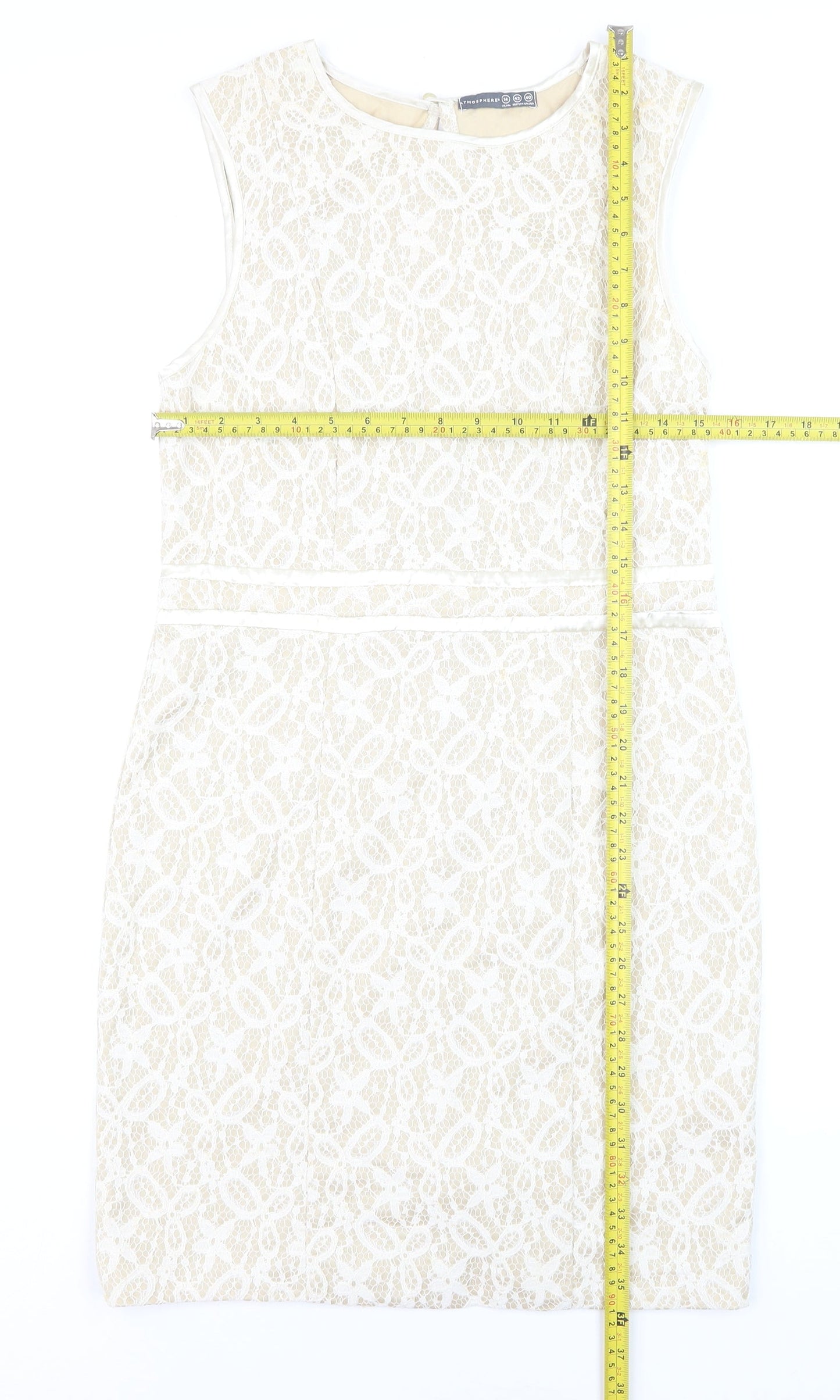 Atmosphere Women Beige Lace Sheath Dress Size 14