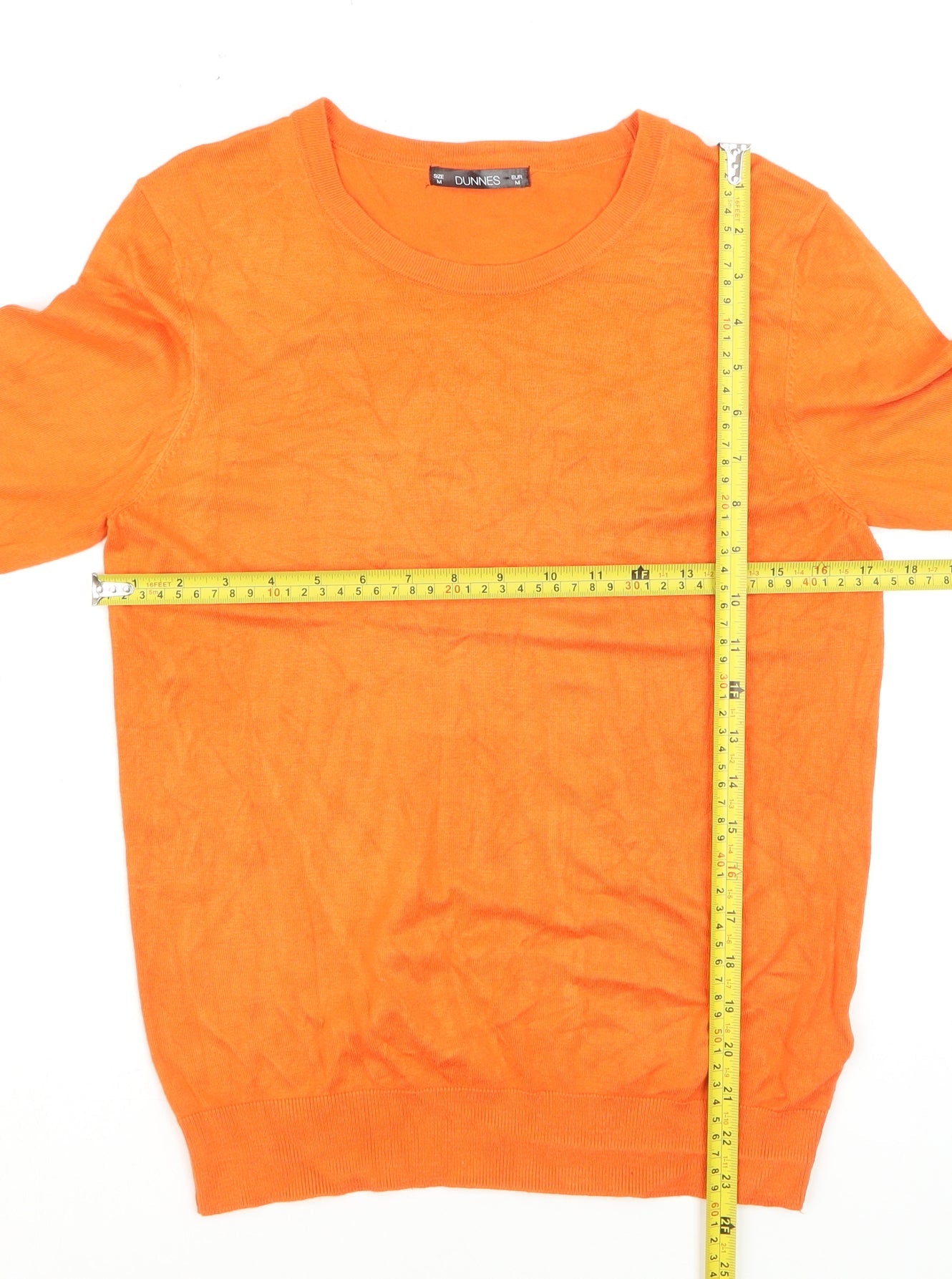 Dunnes Womens Orange Short Sleeve Crew Neck Knit Jumper M