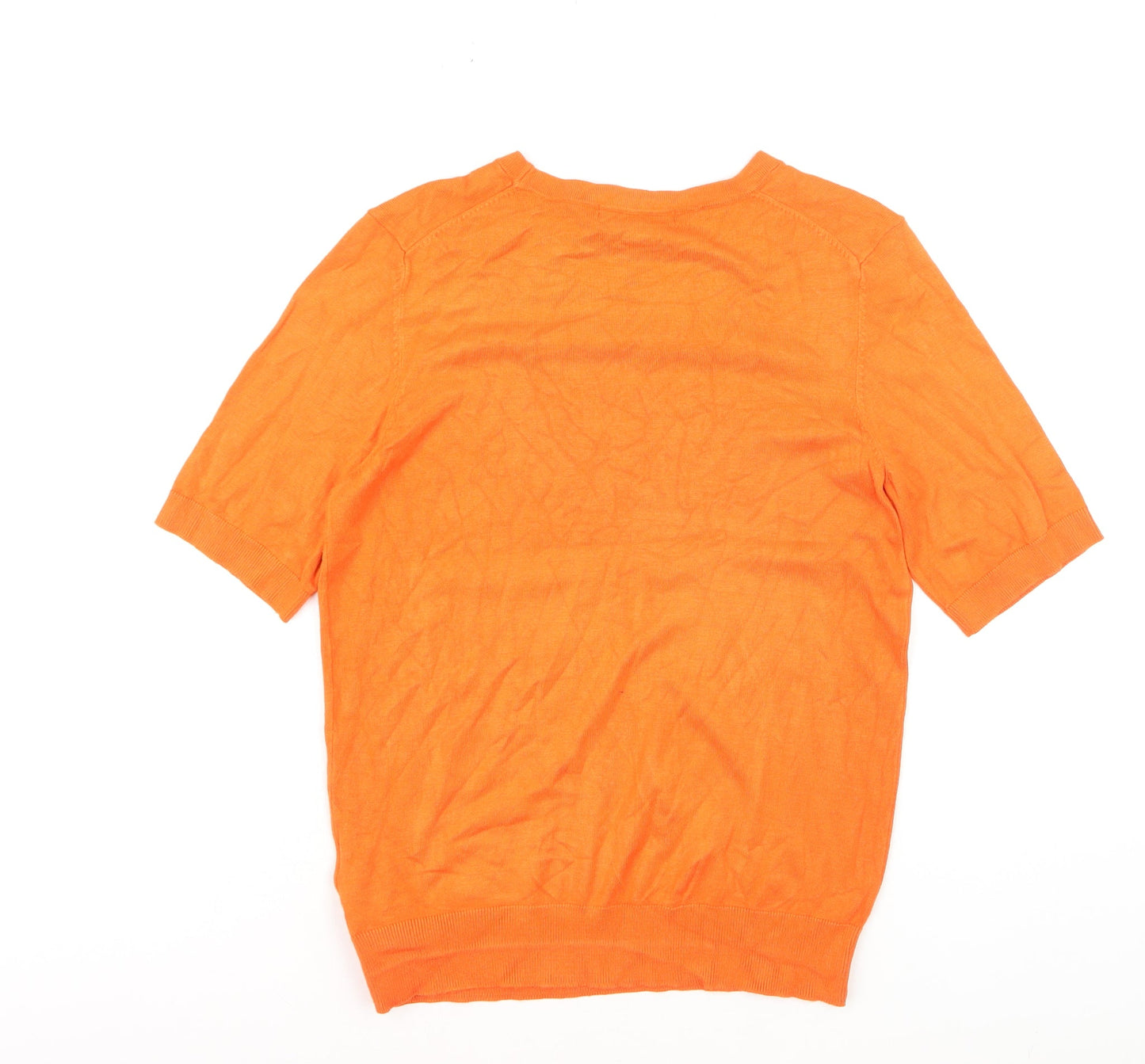 Dunnes Womens Orange Short Sleeve Crew Neck Knit Jumper M