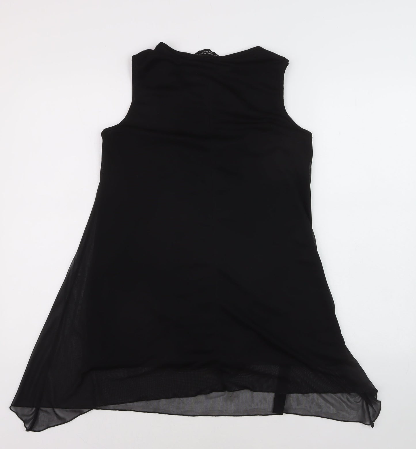 Dorothy Perkins Women's Black Beaded Chiffon Tunic Blouse Size 10