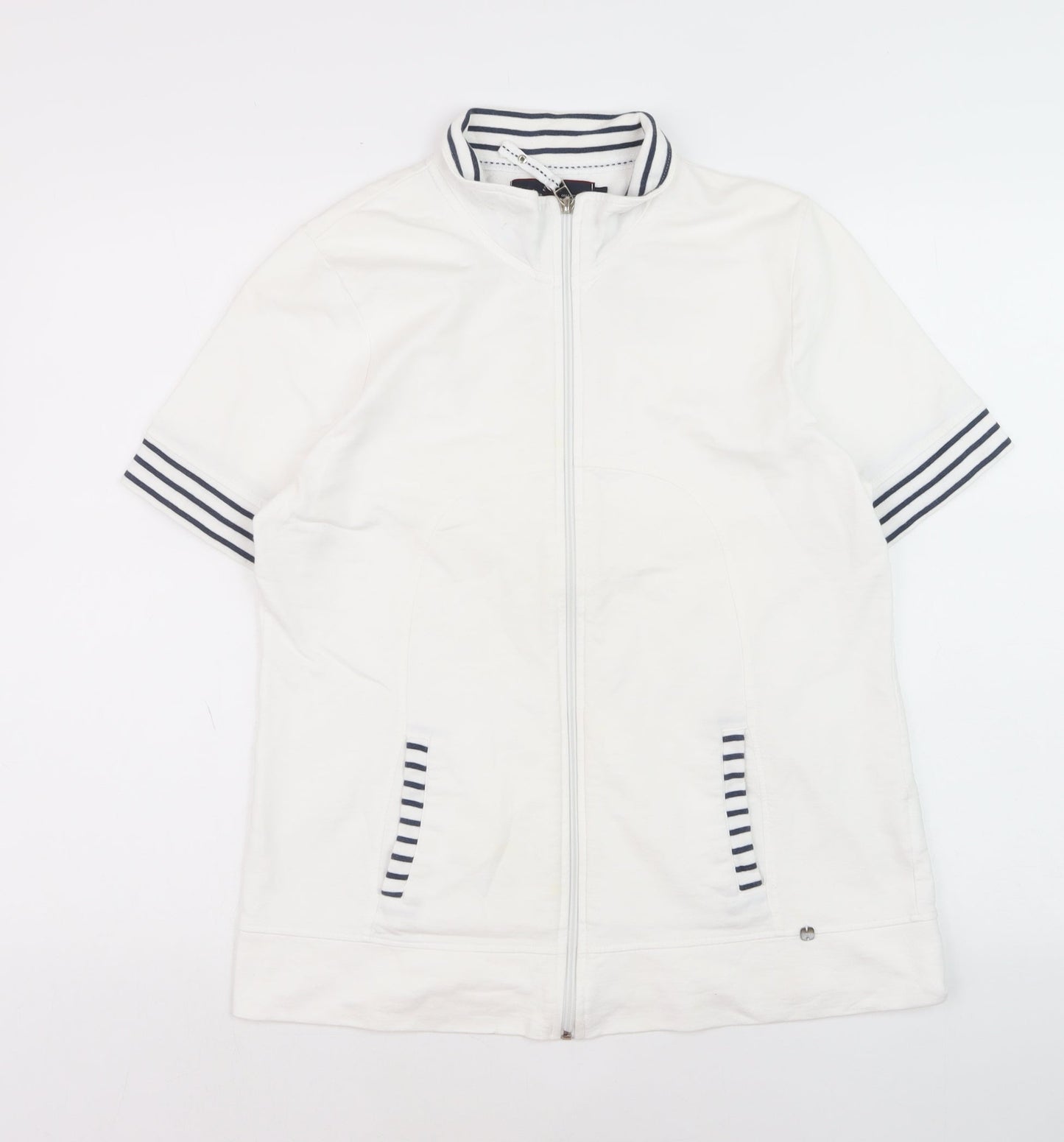 Paco Marine Women’s White Nautical Zip Polo XL Cotton Top