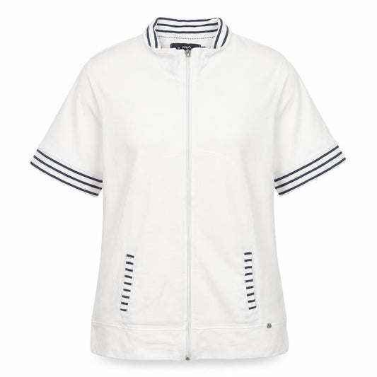 Paco Marine Women’s White Nautical Zip Polo XL Cotton Top