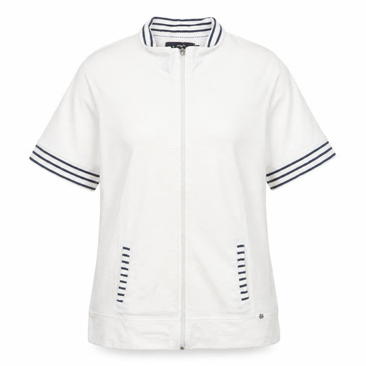 Paco Marine Women’s White Nautical Zip Polo XL Cotton Top