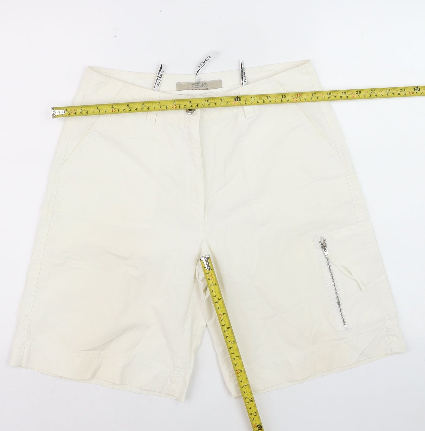 Zerres Men's Ivory Cotton Cargo Shorts Size L 40in