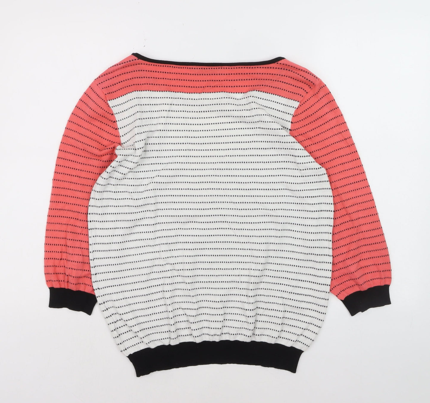 Oasis Women Multicoloured Striped Cotton Knit Pullover Jumper Size L