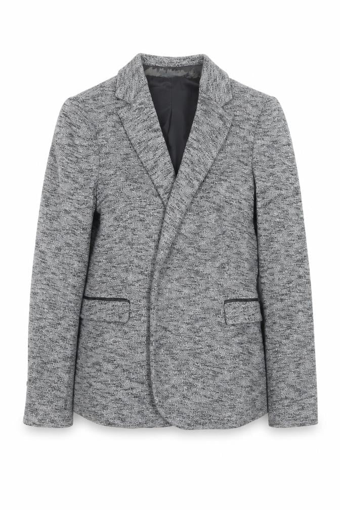 Zara Basic Women Grey Tweed Single-Breasted Blazer Size S