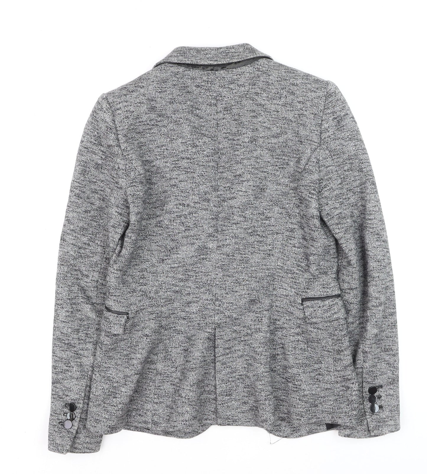 Zara Basic Women Grey Tweed Single-Breasted Blazer Size S