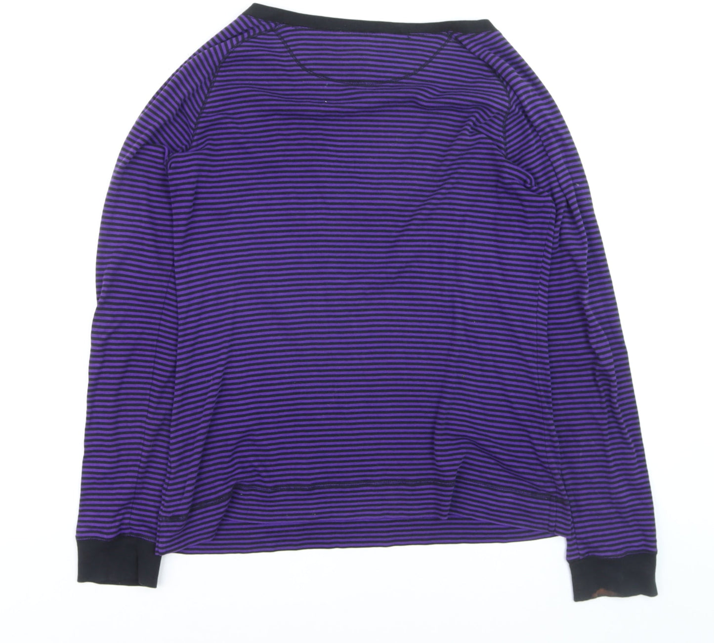 Ralph Lauren Women Purple Striped V-Neck Long Sleeve Cotton Jumper M