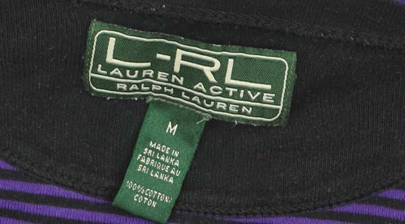 Ralph Lauren Women Purple Striped V-Neck Long Sleeve Cotton Jumper M