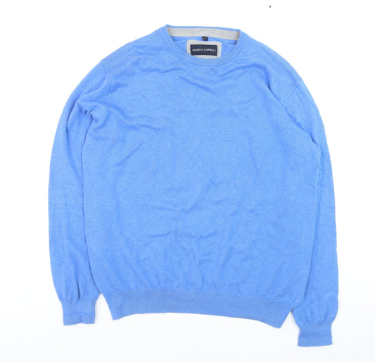 Marco Capelli Men's Blue Cotton Crew Neck Pullover Jumper L