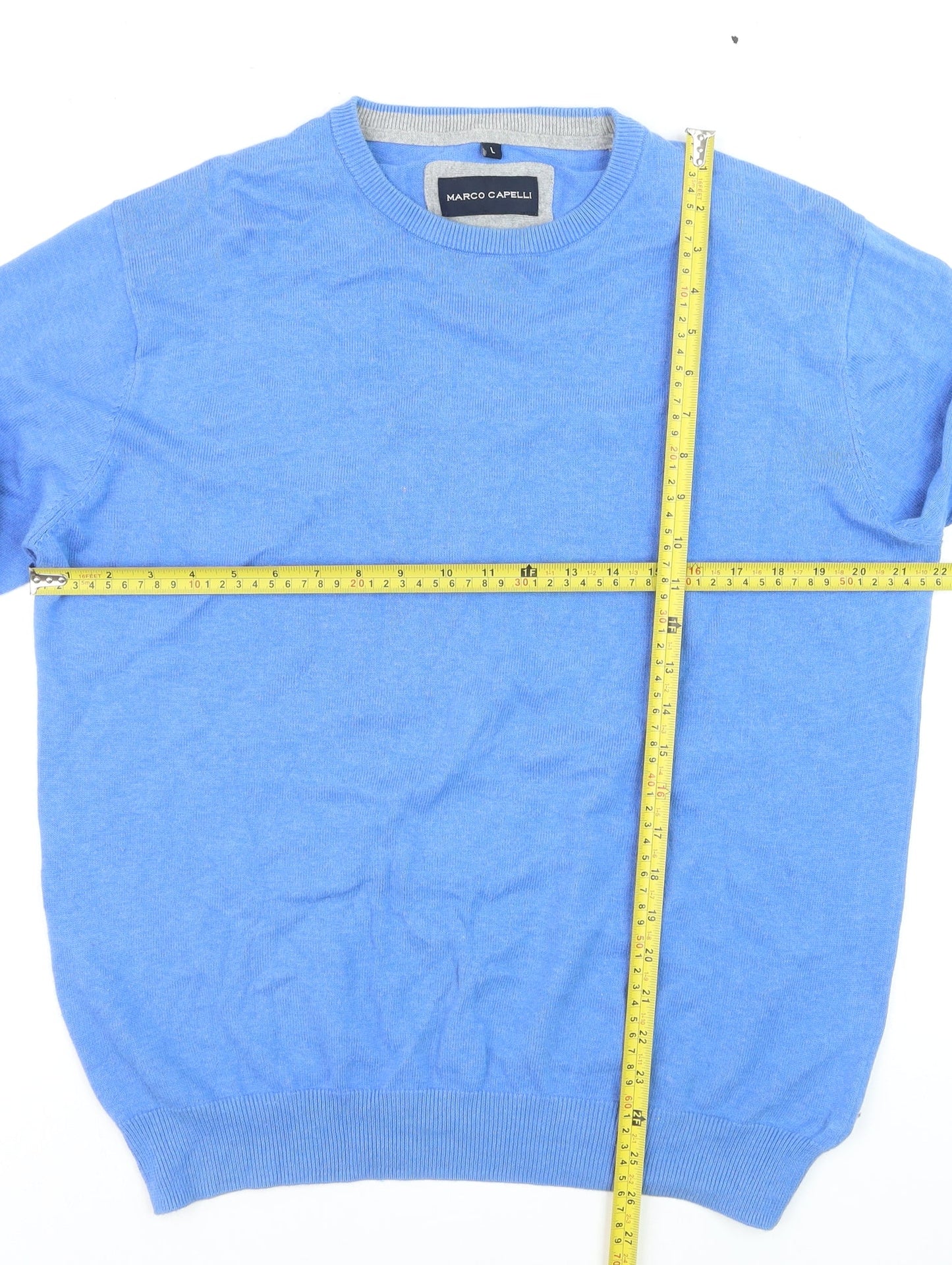 Marco Capelli Men's Blue Cotton Crew Neck Pullover Jumper L
