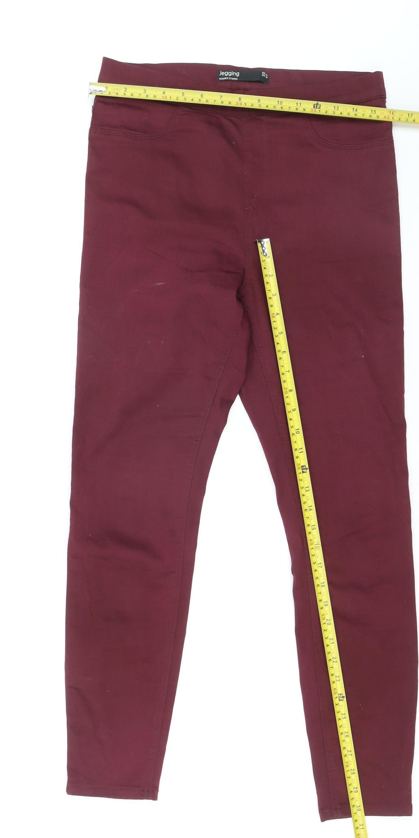 Dunnes Stores Women's Red Jegging Leggings Size 12 Stretch Cotton