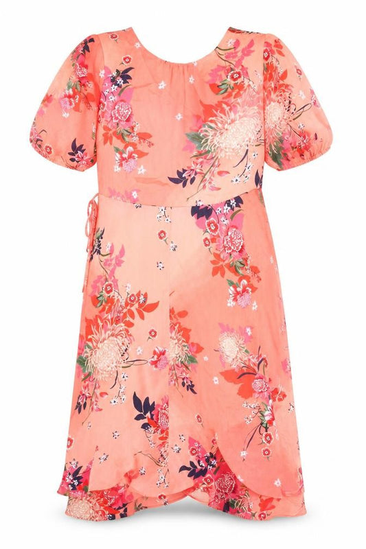 Principles Women’s Pink Floral Midi Wrap Dress Size 14