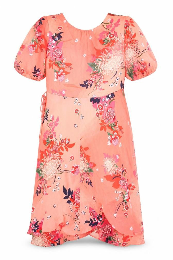 Principles Women’s Pink Floral Midi Wrap Dress Size 14