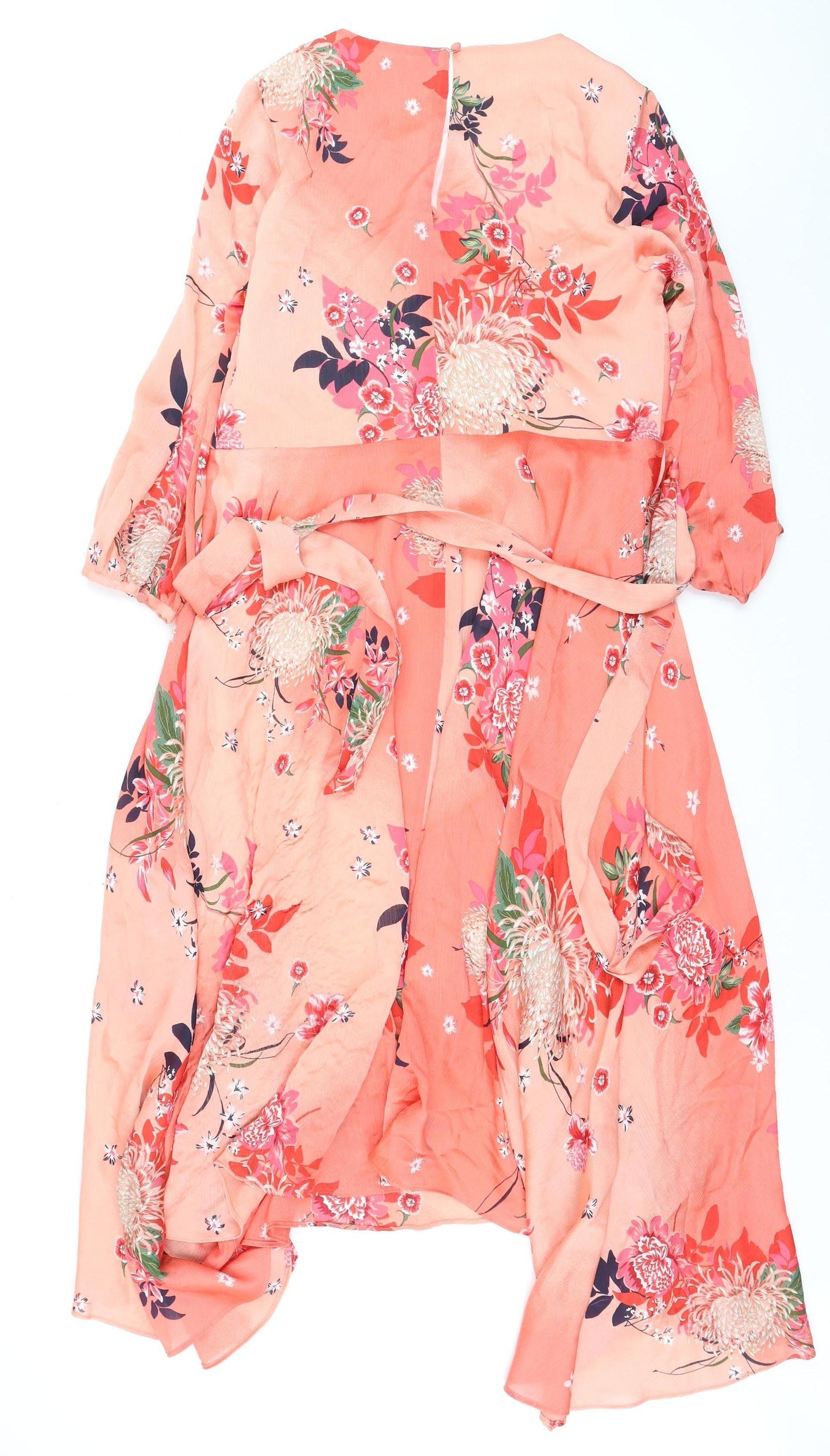 Principles Women’s Pink Floral Midi Wrap Dress Size 14