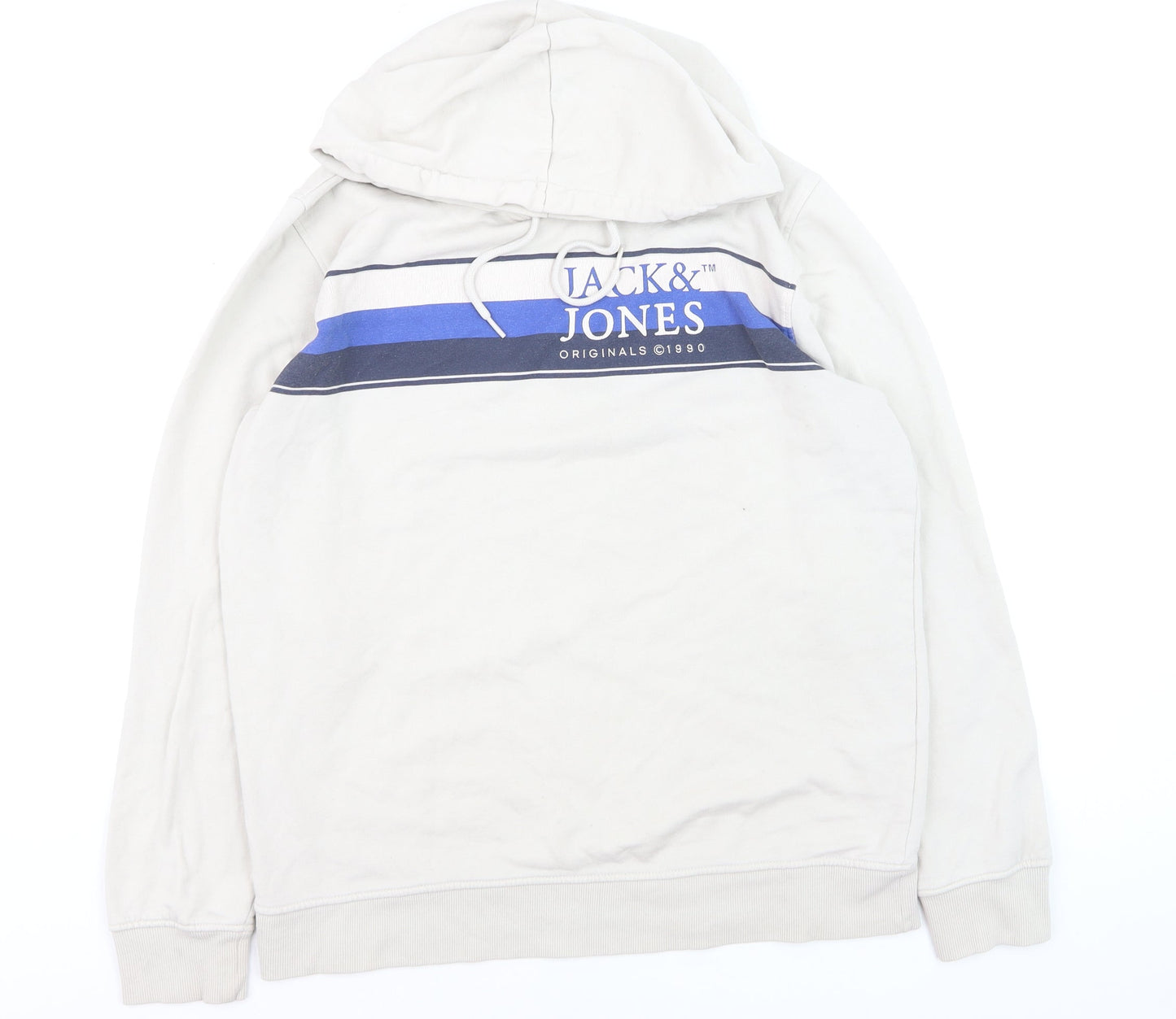 Jack & Jones Men’s Beige XL Pullover Hoodie with Logo Print