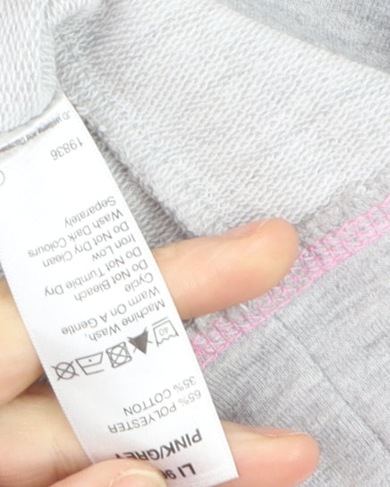 Liz McClarnon Women Grey & Pink Hooded Pullover Hoodie Size 12