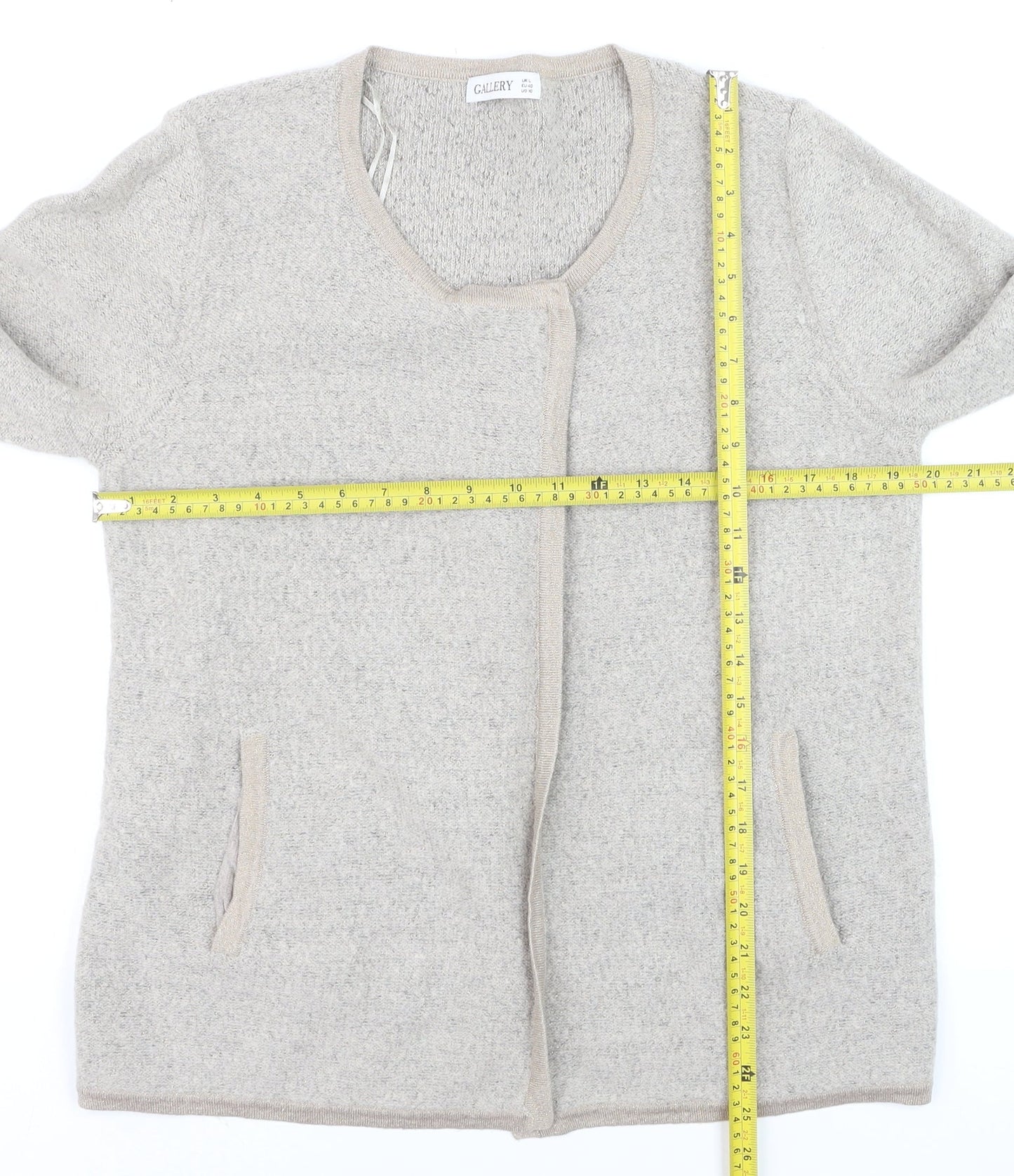 Gallery Womens Beige Wool Blend Long Sleeve Cardigan UK L