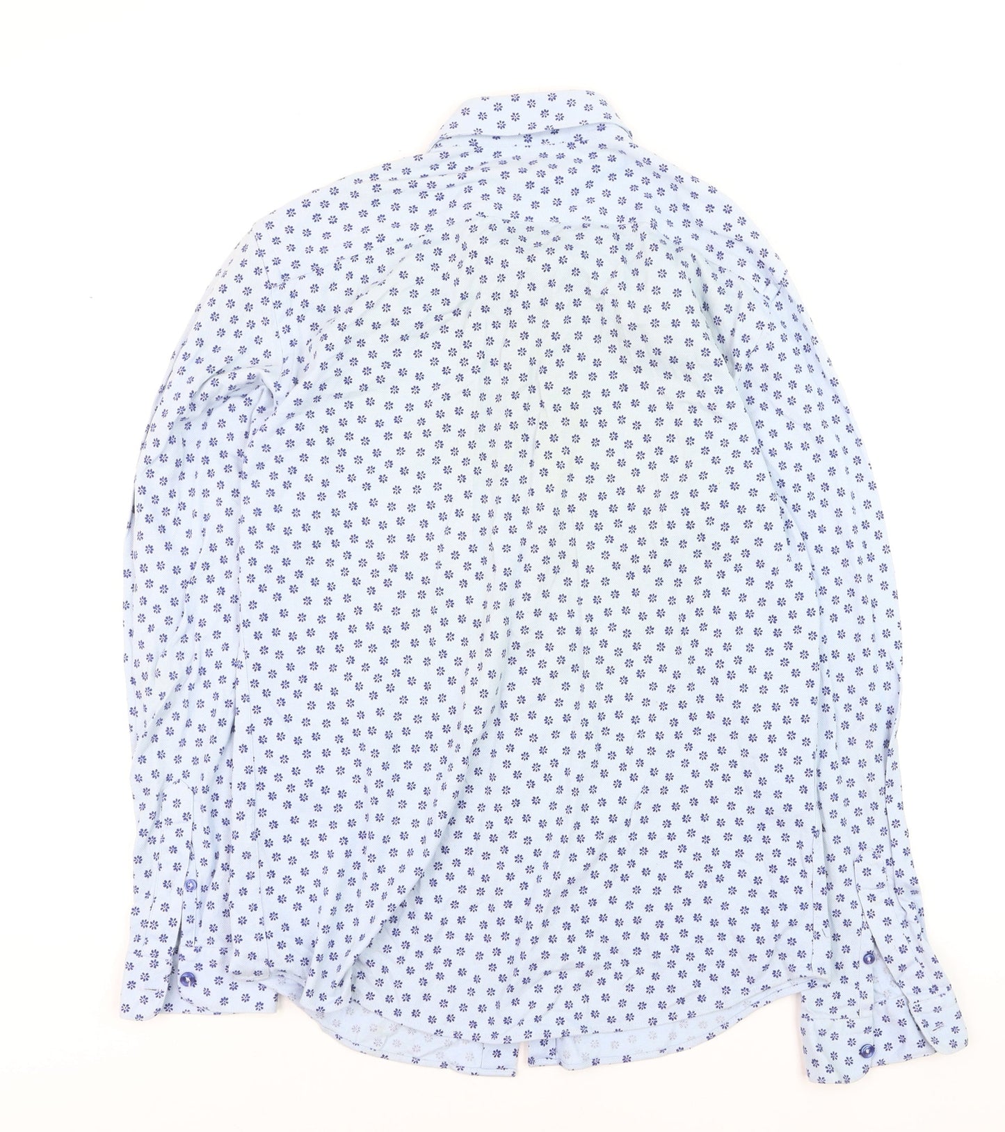 Zara Unisex White Floral Slim Fit Long Sleeve Button-Up Shirt L