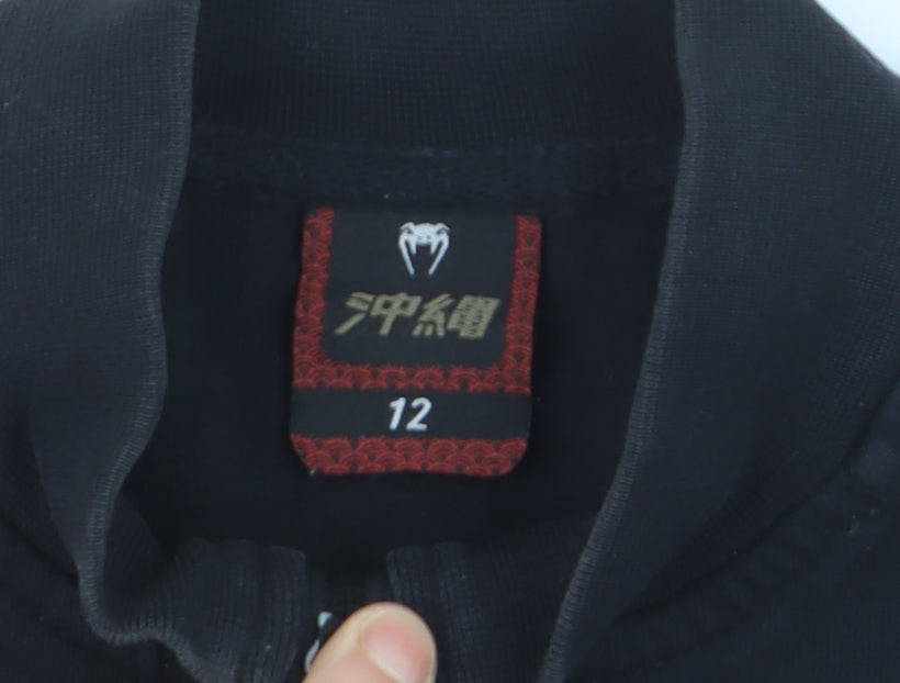 Venum Boys Black Full Zip Hoodie Size 12 Cotton Blend Sportswear