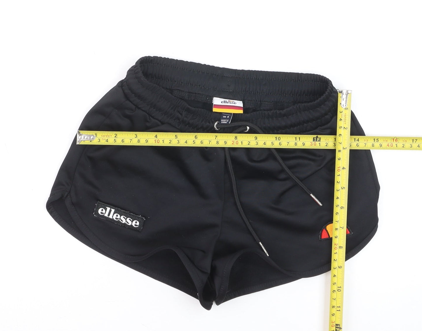 Ellesse Boys Black Athletic Shorts UK 4 Regular Fit Drawstring Sportswear