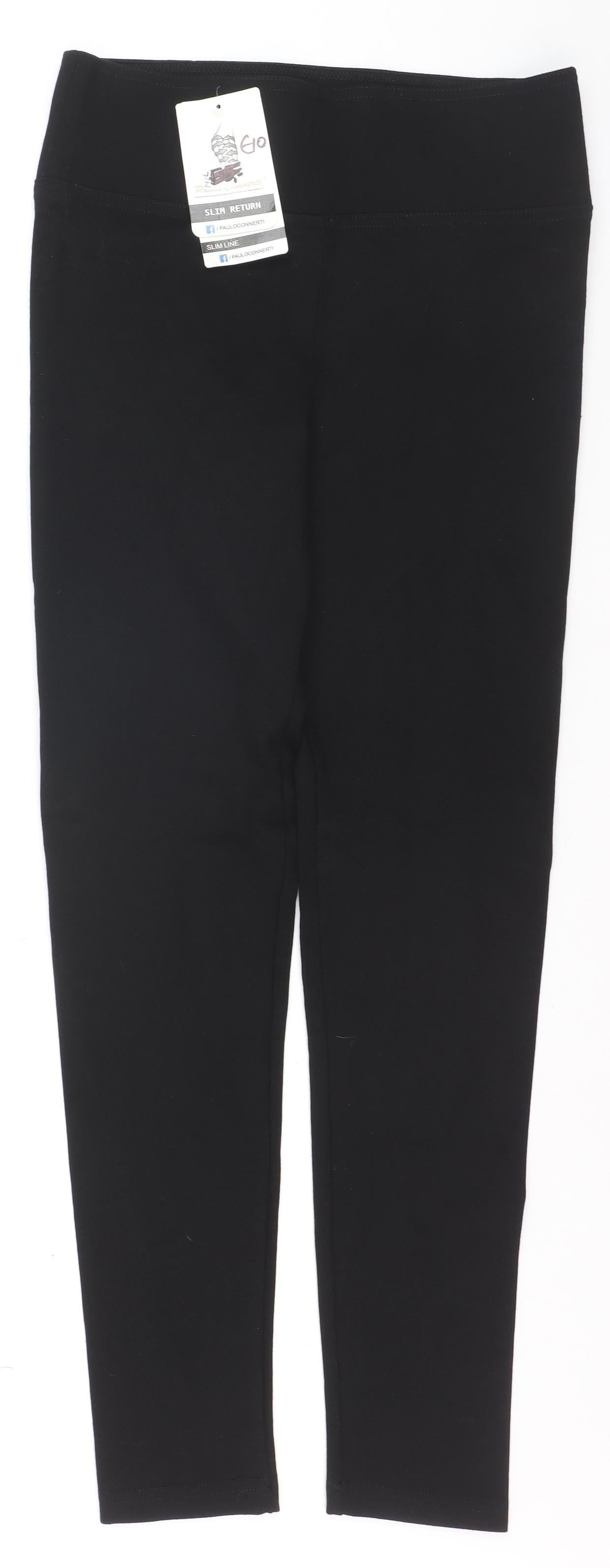 Paolo Connerti Women’s Black M Ankle Leggings Rhinestone Stretch Slim Fit