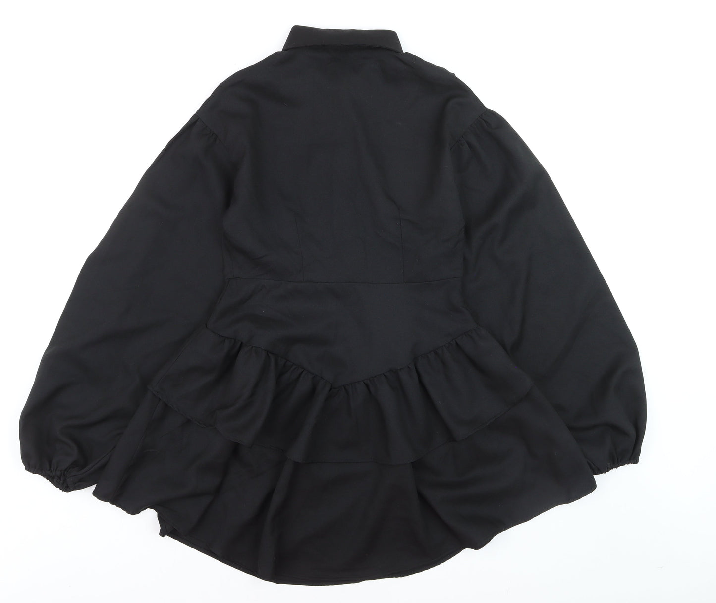 Boohoo Women’s Black Long Sleeve Ruffle Shirt Dress UK 10