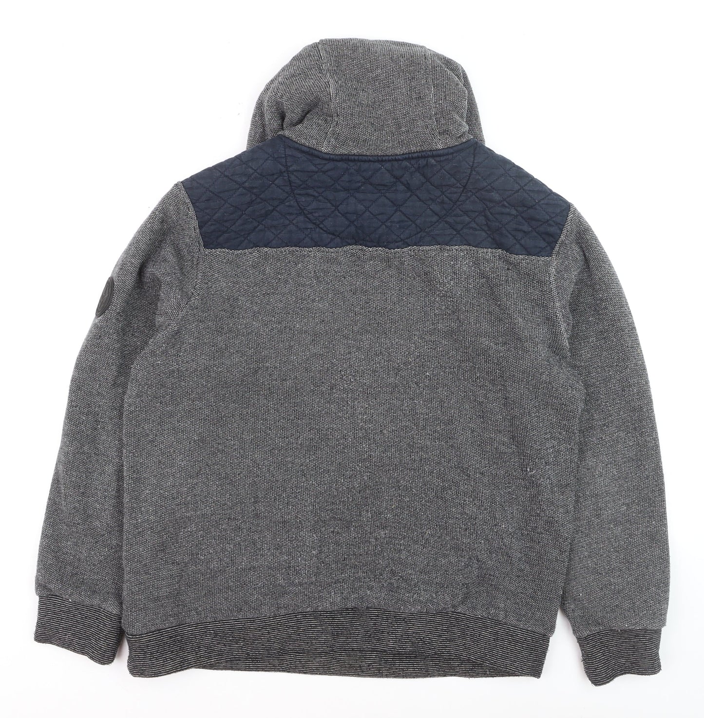 Firetrap Men's Grey Hooded Knit Jumper M Heavyweight Cotton Blend