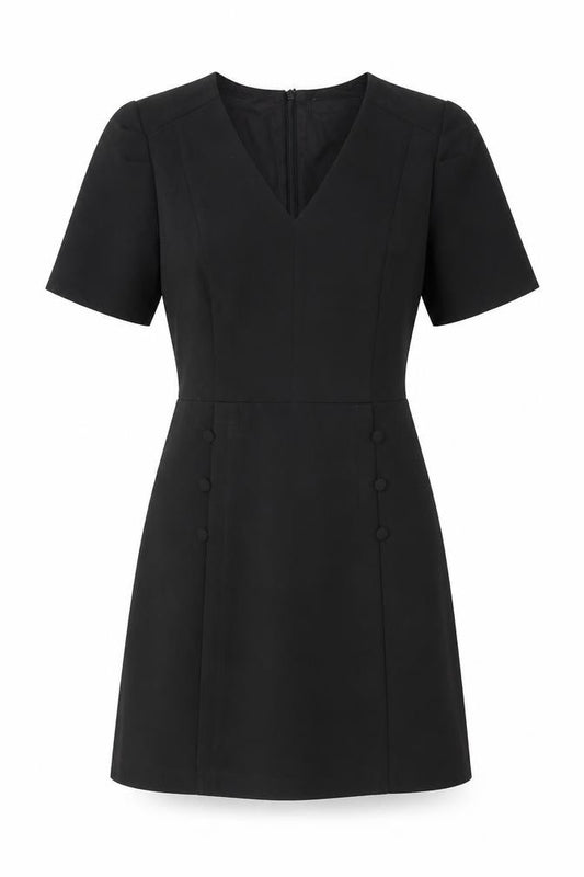 Oasis Women Black Short Sleeve V-Neck Shift Dress Size 12