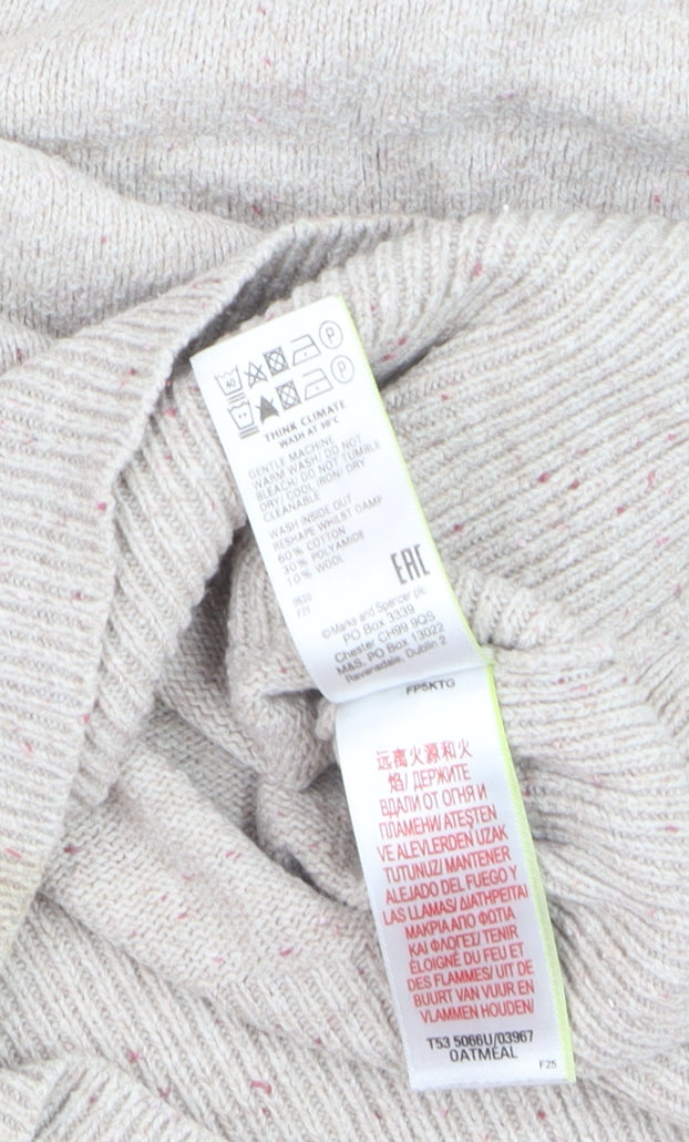Marks and Spencer Per Una Womens Beige Size 12 Crew Neck Jumper