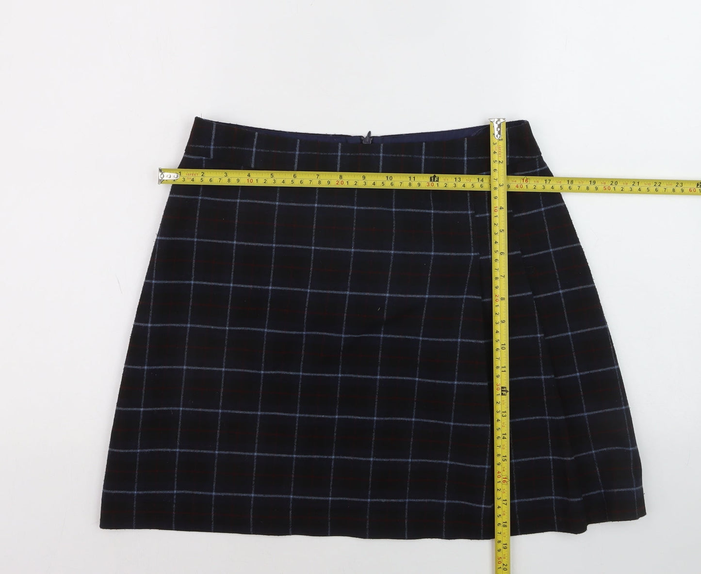 Oasis Women Black Checked A-Line Skirt Size 12