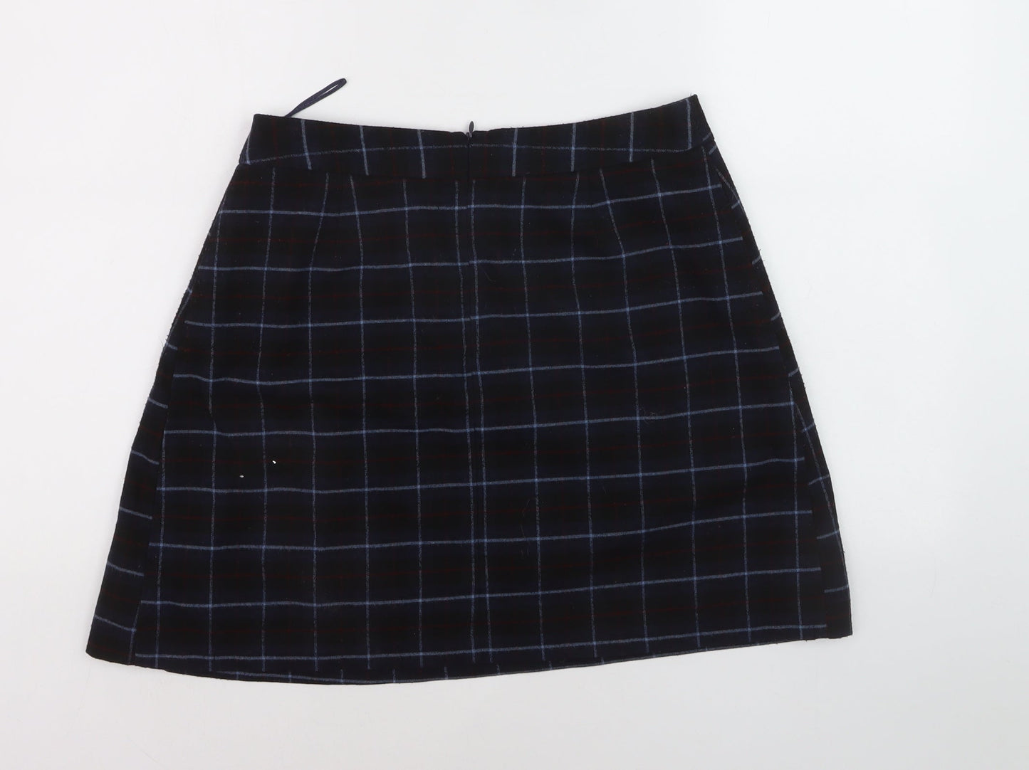 Oasis Women Black Checked A-Line Skirt Size 12