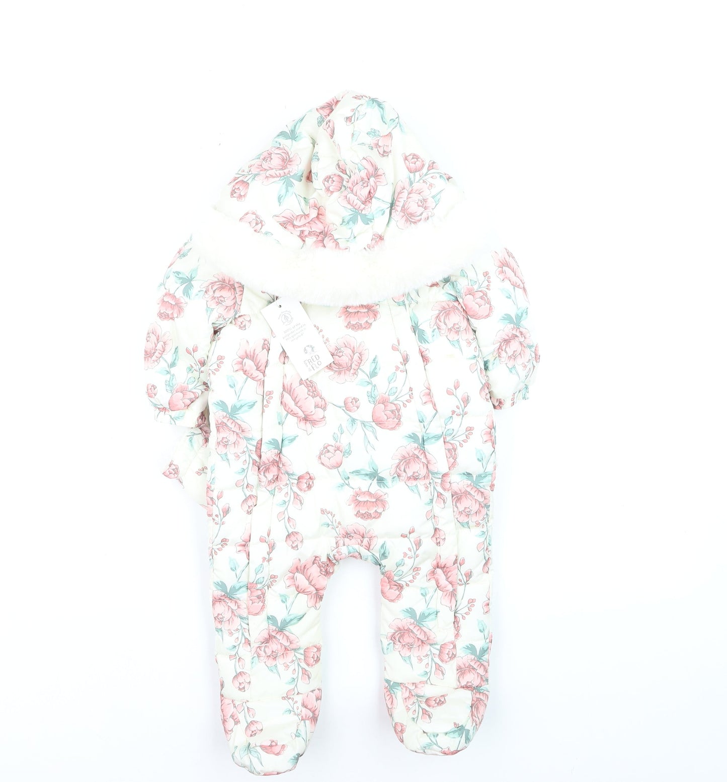 Fred & Flo Unisex Baby Ivory Floral Hooded Snowsuit 6-9 Months