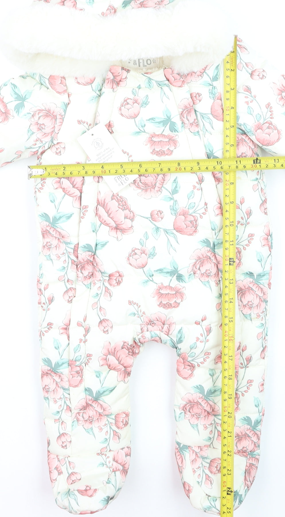 Fred & Flo Unisex Baby Ivory Floral Hooded Snowsuit 6-9 Months