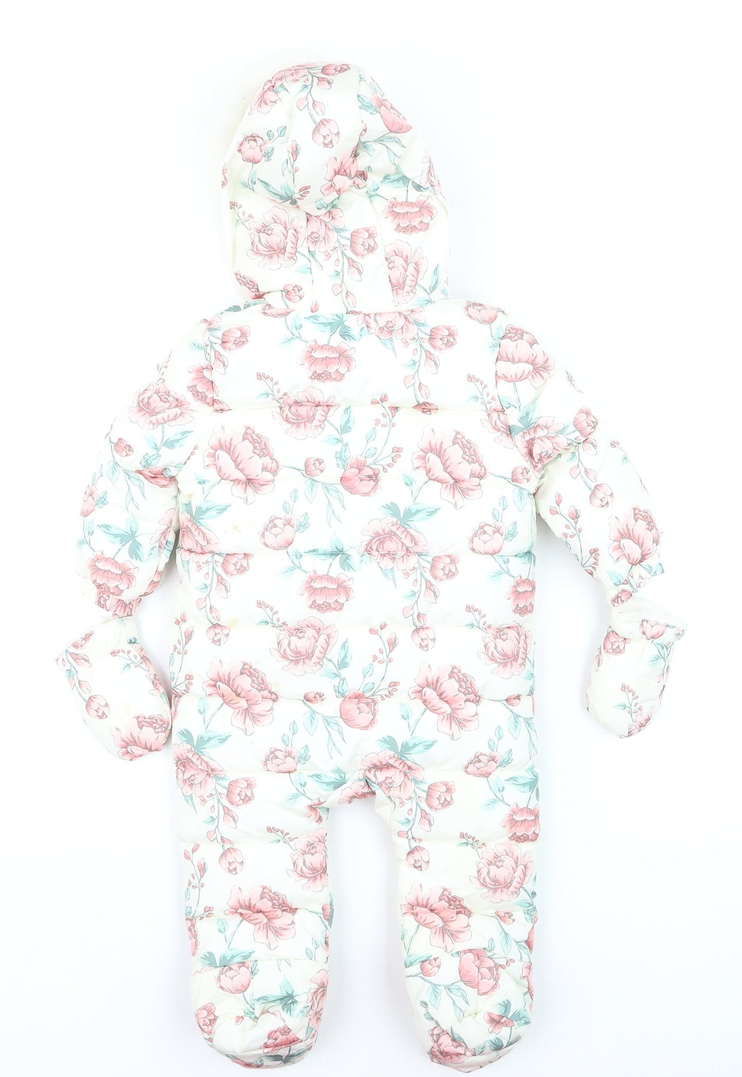 Fred & Flo Unisex Baby Ivory Floral Hooded Snowsuit 6-9 Months