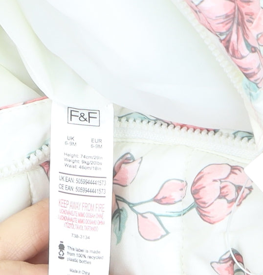 Fred & Flo Unisex Baby Ivory Floral Hooded Snowsuit 6-9 Months