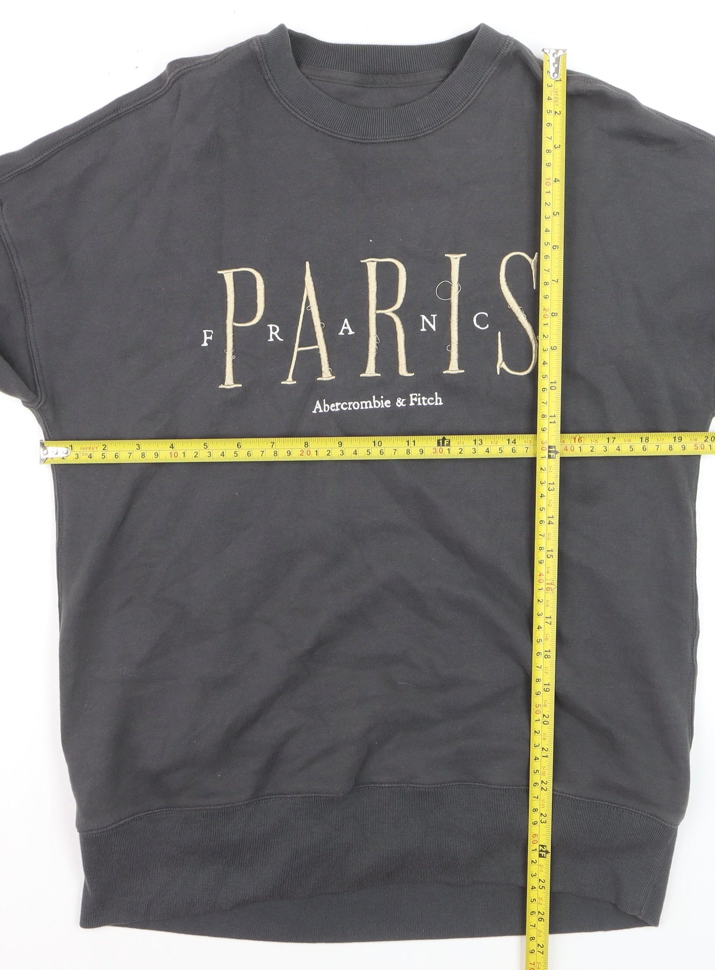 Abercrombie & Fitch Womens Grey Small Pullover Sweatshirt Paris Graphic