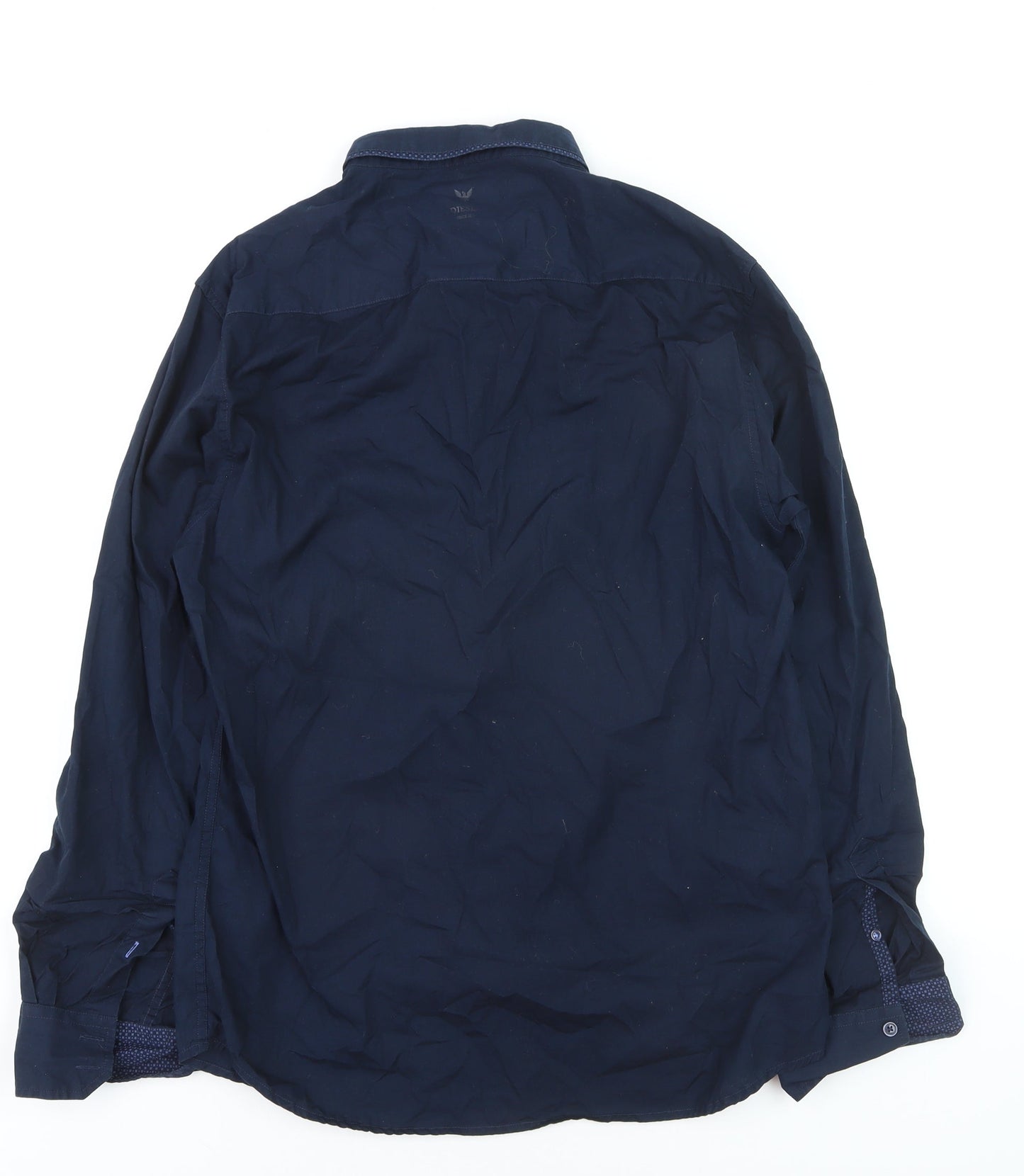 Diesel Men’s Blue Long Sleeve Button-Down Cotton Shirt L