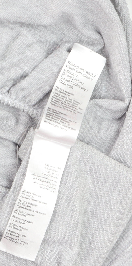 New Look Women Grey Long Sleeve Ruffle Hem Pullover Jumper Size S