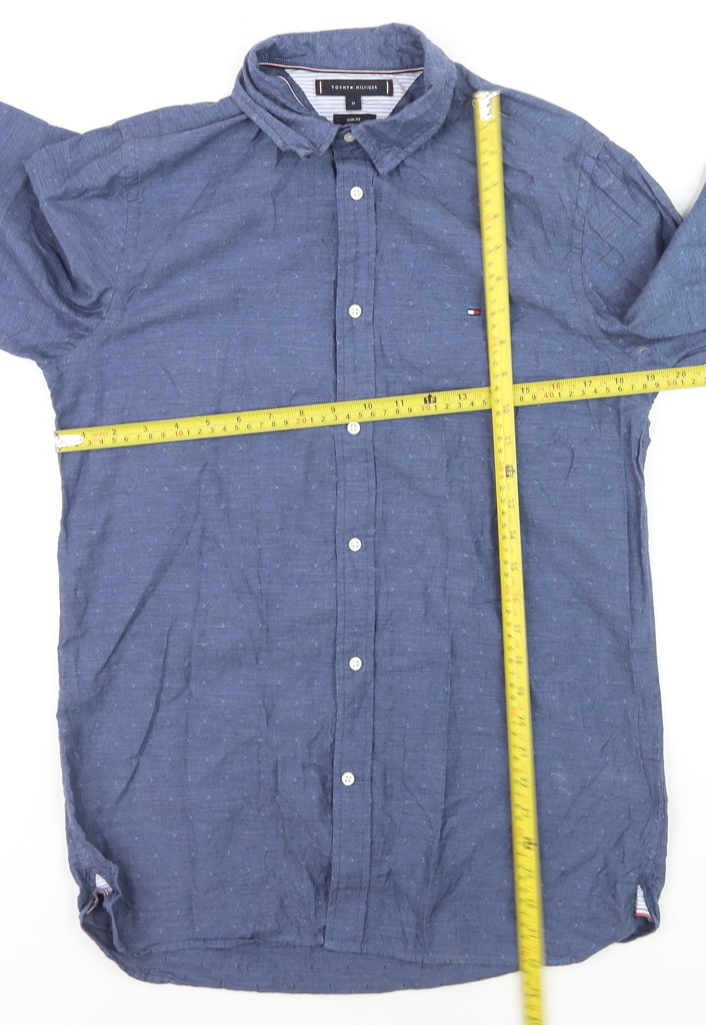 Tommy Hilfiger Men's Blue Slim Fit Button-Down Long Sleeve Shirt Size M