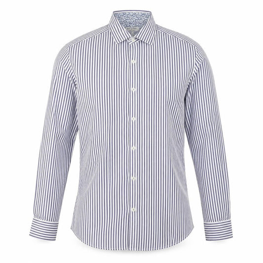 Ted Baker Men's Blue Striped Long Sleeve Cotton Button-Up Shirt Size L