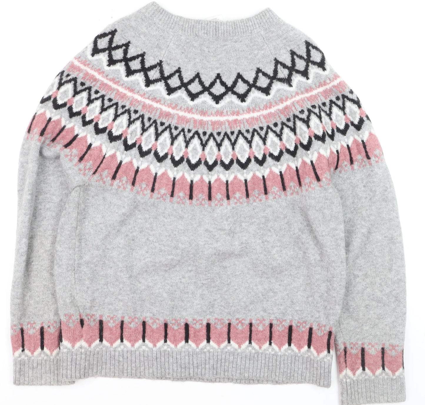 DKNY Jeans Women's Grey Fair Isle Knit Jumper Size M