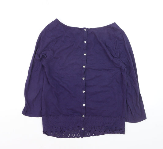 White Stuff Women's Purple Cotton Tunic Blouse Size 10