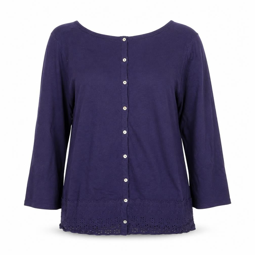 White Stuff Women's Purple Cotton Tunic Blouse Size 10